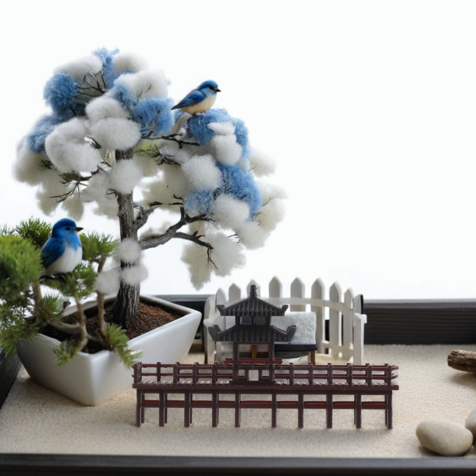 Bonsai Garden Landscape Design - Ornamen Jembatan Paviliun Tiongkok Mini yang