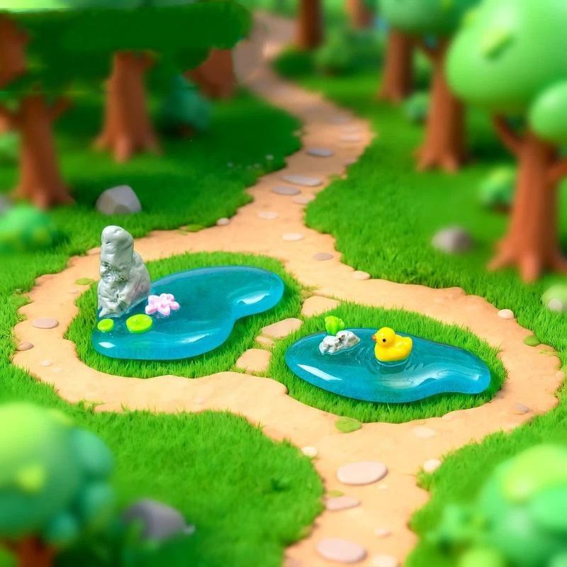 Figurin Kolam Resin Mini Bebek - Bonsai Garden With Koi Pond ulasan dan harga