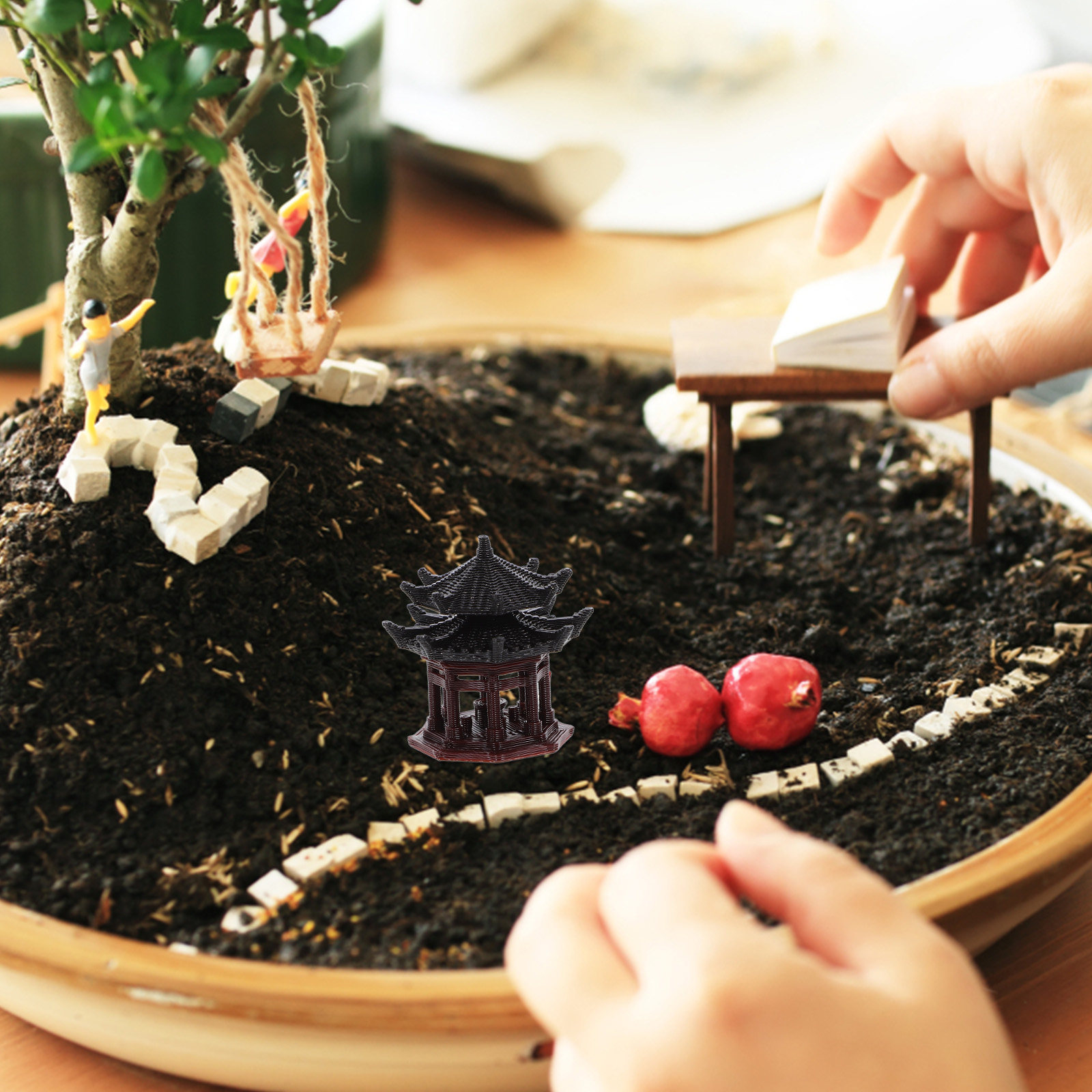 Ornamen Paviliun Plastik yang  - Bonsai Garden Landscape Design ulasan dan harga