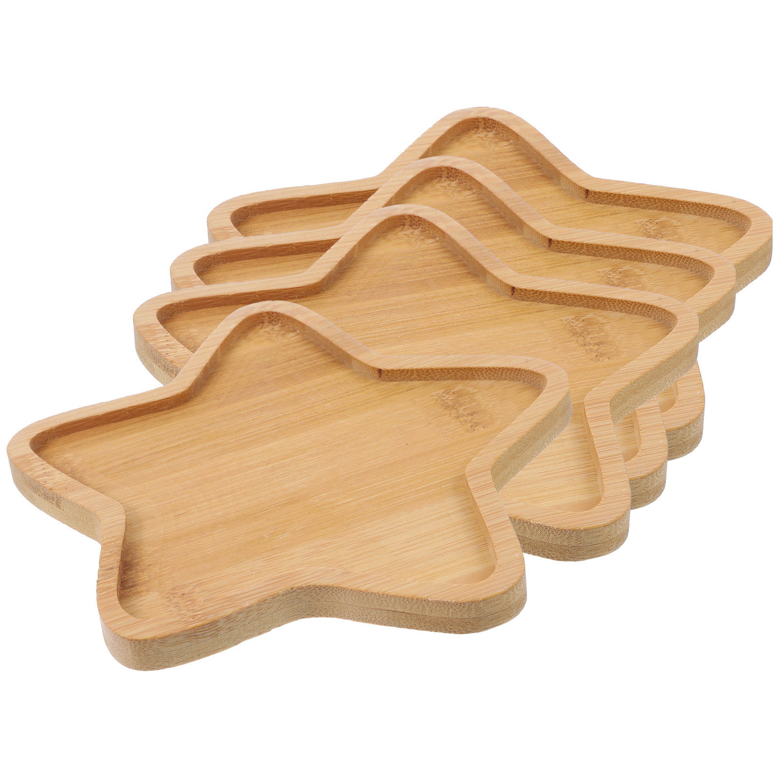4 Buah Nampan Pot Bunga Bambu, - Drip Tray Saucer ulasan dan harga
