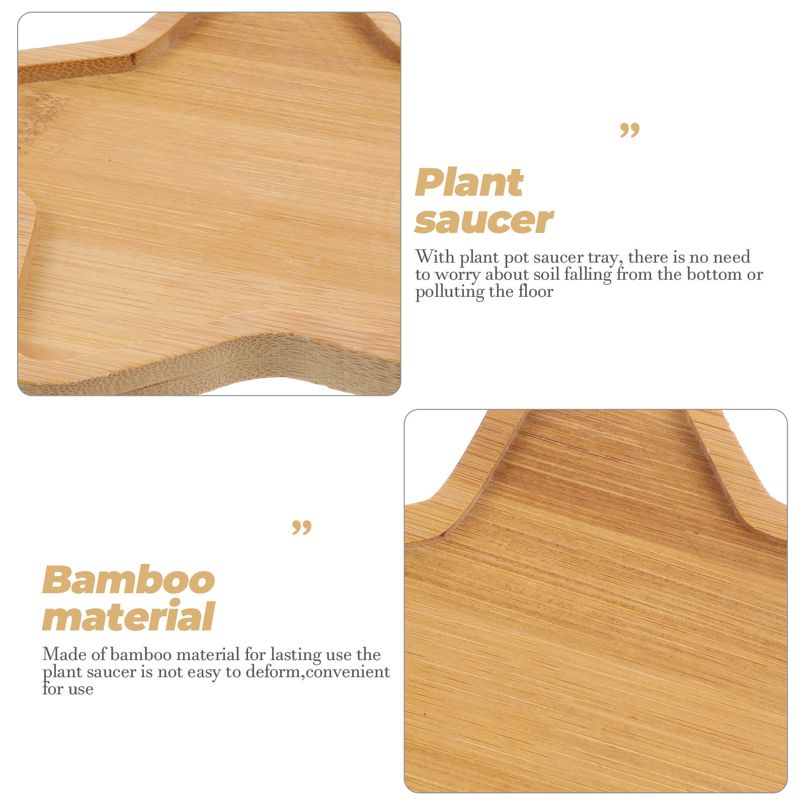 4 Buah Nampan Pot Bunga Bambu, - Drip Tray Saucer ulasan dan harga